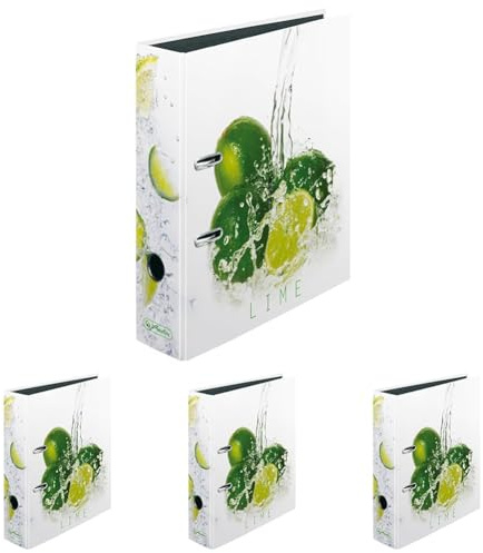 Herlitz 11306008 Ordner max.file, Fresh Fruit Limette, FSC Mix, CO2 neutral, A4, 8 cm (Packung mit 4)