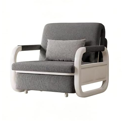 Hopfällbar Bäddsoffa Fåtölj med Mjukt Plyschtyg och Förstärkt Metallram Multifunktionell Sovfåtölj Platsbesparande Design för Lägenhet Gästrum(Dark Gray)