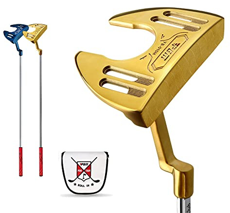 Golfklubba putter för högerhänta män och kvinnor golfare sport, inkluderar golfklubbor huvudbonad 34 tum (guldputter och huvudbonad)