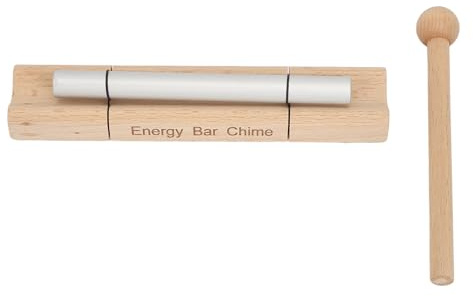 Campana de energía de tono único para la meditación plena, campana manual de madera para meditación en solitario con mazo, campana de sanación sonora de madera de cerezo y aleación (En forma de luna)