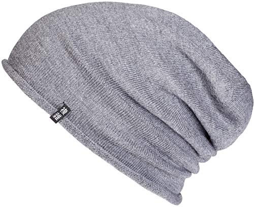 Enter the Complex® Leichte Merino Mütze, Einlagig Gestrickte Slouch Beanie, 100% Merino Wolle, Damen und Herren, Grau