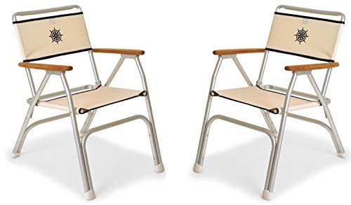 FORMA MARINA Båtstolar vit däck vikbar marin aluminium teak möbler set med 2 M100W