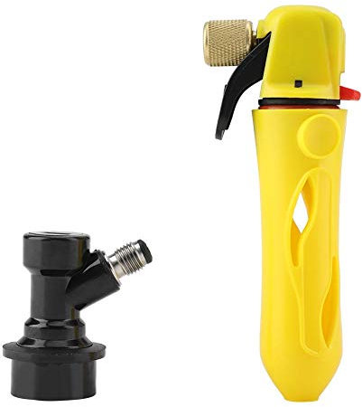 Portable Homebrew Keg Charger Handheld CO2 Injector Draft Beer Dispenser Beer Wine Soda CO2 Charger with Ball Lock for Homebrew Soda Valve(Yellow)