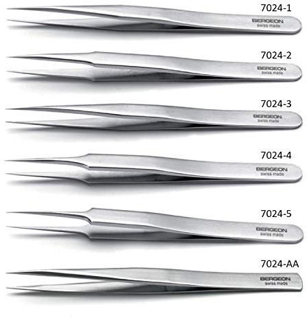 BERGEON Kornzangen-Sortiment 7024-P06– 6-teilig – SWISS MADE – Antimagnetischer Stahl