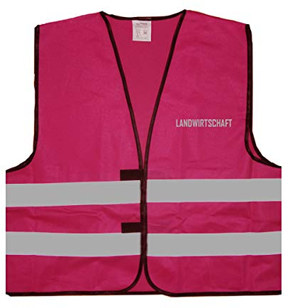 Mister Warnwesto Reflex Signalweste - Landwirtschaft - Warnweste mit reflektierendem Aufdruck - L/XL, Magenta
