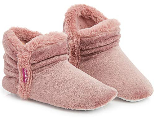DUNLOP Women Bootie Slippers, Ladies Quality Ankle Slippers Memory Foam, Sheepskin Bootie Slippers Indoor Outdoor Shoes, Comfy Warm Winter Slipper Ankle Boots, Gift For Ladies (5 UK, Dusky Pink)