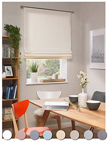 Neutex for you! Basic Raffrollo, Vorhang, Gardine, 140 x 140 cm, Creme, Blickdicht