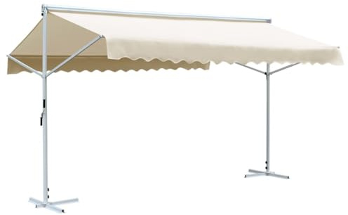 vidaXL Freistehende Markise Standmarkise Gartenmarkise Sonnenschutz Terrassenüberdachung Überdachung Garten Terrasse Balkon 500x300cm Creme