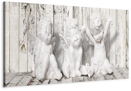 B&D XXL - Wandbilder XXL Engel 150x50 cm 1 tlg - Wand Deko Vlies Leinwand Bilder Groß Wanddeko Wohnzimmer Schlafzimmer Kunstdrucke Panoramabild - Vintage Holzoptik Bretter h-A-0067-b-a