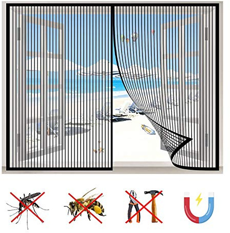 Moustiquaire Fenêtre Magnétique, Anti-Mosquito Auto-adhésif Rideau, Automatiquementfermé, pour Plupart Les Types FenêTres-Black-a|| 31x31inch(80x80cm)