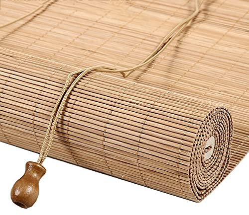 WHOJA Bambusrollo Blickdicht Außenrollos/Jalousien mit seitlichem Zug, Sonnenschutz für Fenstertür Patio Pavillon im Freien, 85 cm / 105 cm / 125 cm / 145 cm breit Fensterdecor(Size: 85x120cm)
