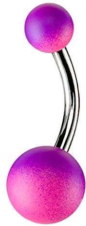 Piercingfaktor Bauchnabelpiercing Chirurgenstahl Bauch Bauchnabel Piercing Stecker Anhänger Tribal Stecker Regenbogen Kugel bunte Perle Lila Pink