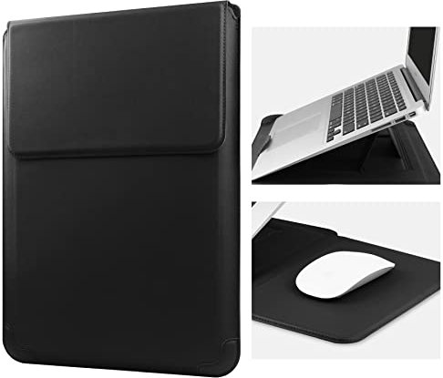 HoYiXi 14 Zoll Laptop Hülle PU Leder Tasche Kompatibel mit New MacBook Pro 14 2021/ASUS Vivobook 14/HP Pavilion X360/Lenovo IdeaPad 14/Dell Lenovo HP ASUS Acer Huawei Matebook 14'' PC, Schwarz