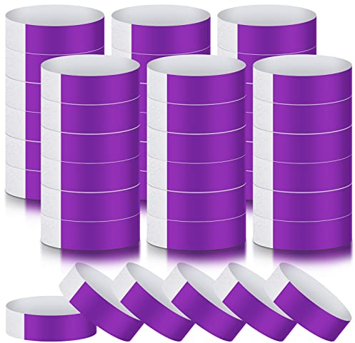 Tudomro 600 Packs Paper Wristbands for Events, Waterproof Arm Bands,Purple