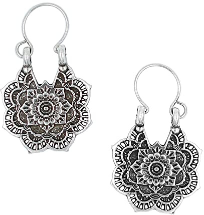Pendientes mandala plata - Los pendientes flor de mandala son de estilo bohemio a la vez que vintage