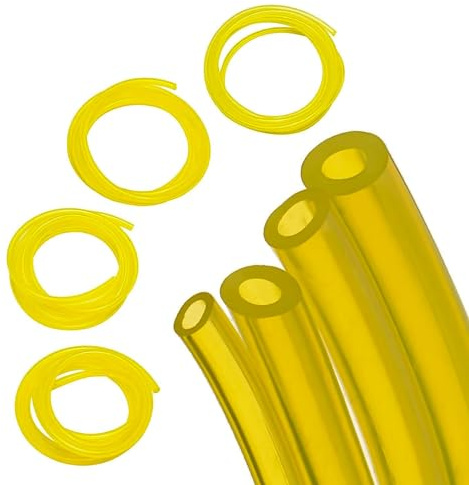 GARDEN SECRETS (4 Sizes) 2-Stroke Garden Power Tools Fuel Line Replacement Kit. Fuel Hose Fuel Tube for String Trimmer Chiansaw Blower Power Tools with Small Engine, Nitro Engine. (Yellow, 4ft each)