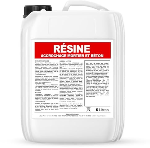 PRO COM Résine d'accrochage, adjuvant ciment, mortier, béton, améliore la résistance, l'imperméabilité, la dureté - Résine latex 20 litres