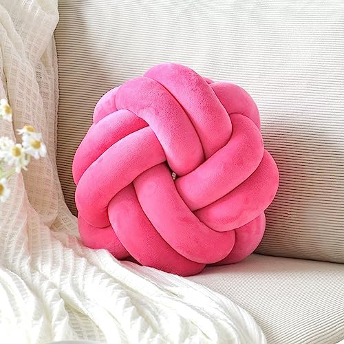 VBGYA Knoten-Kissen, weich, dekoratives Wurfkissen, 27,9 cm, rund, Plüsch-Kissen, Hot Pink, modernes Heim-Überwurf-Knoten, dekoratives Kissen für Schlafzimmer, Sofa, Couch