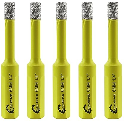 Secco Punte per Trapano Diamantate - 5pezzi 6mm Fresa Diamantata con Gambo Triangolo per Ceramica Gres Porcellanato Granito Marmo Quarzo SANLEETEK