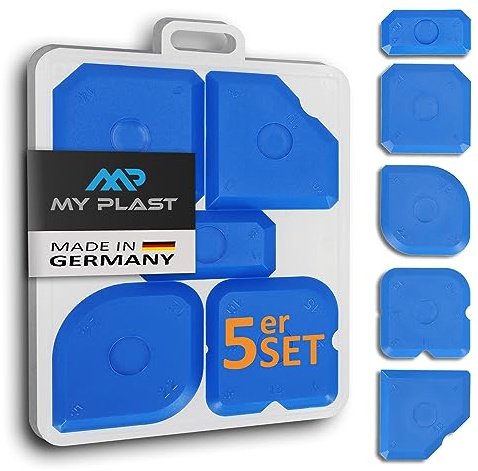 My Plast Fugen-Glätter – professioneller Fugen-Spachtel für Silikon, Silikonfugen und Acrylfugen, Abzieher für perfekte Fugen, Fugenglätter (Fugenglätter Set blau - 3 Stück (Set))