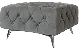 S-Style Möbel Maria Chesterfield-Hocker Sitzhocker Puff Pouf Fußhocker Gepolstert Sitzpouf Polsterhocker für Wohnzimmer Schlafzimmer 80 x 80 x 45 cm Grau