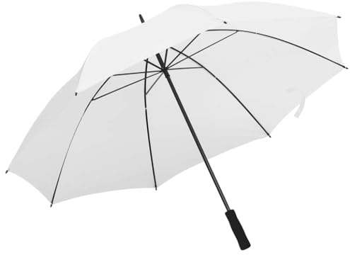 vidaXL Golf Umbrella/Walking Aid- White, Large 130cm Diameter, Waterproof 190T PG Fabric, Sturdy Metal Pole
