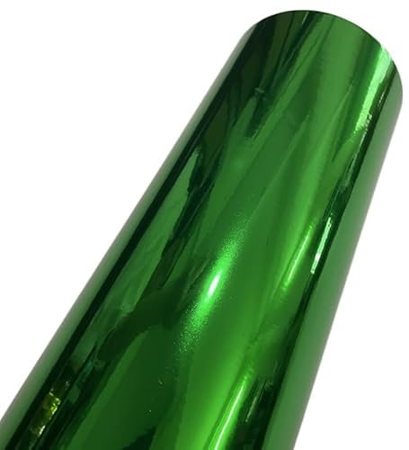 Autofolie Dehnbare Chrom-Spiegel-Gold-Vinylfolie, selbstklebende Autoaufkleber, Luftablassfolie, Folienverpackung Auto Folie (Color : Green, Size : 50cm x 300cm)