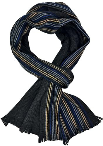 Rotfuchs Wollschal Herrenschal Winterschal Streifenmuster in blau beige 100% Wolle warm und weich