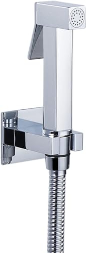 Samnuerly WC-Dusche, WC-Waschbecken, WC-Dusche, komplettes Set ohne Bohren, Hand-Bidet-Sprühgerät für WC mit Messingschlauch, Kaltwasser, verchromtes WC-Hygiene-Set, Handbrause