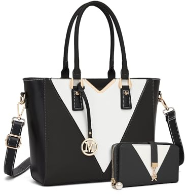 Miss Lulu Damen Handtasche Mittelgroß PU Leder Tasche Schultertasche Tote Shopper mit Umhängetasche, Elegant Größe für Arbeit Reisen Business