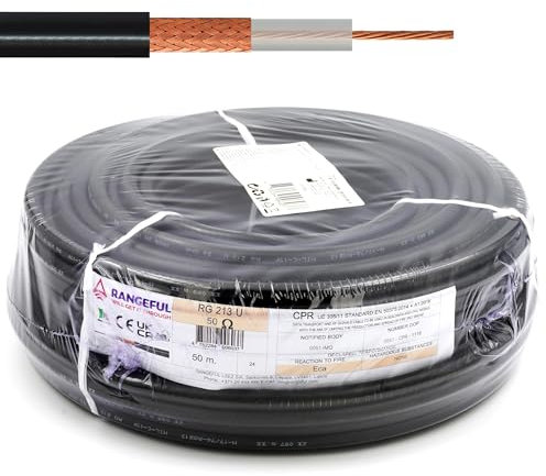 RG213 50m Koaxialkabel — 50 Ohm antennenkabel für SMA BNC TNC PL259 UHF N Stecker — RG213U Vollkupferkabel 10.3 mm coax kabel verlängerung — CB funk HAM radio Router 4G 5G — Hergestellt in Italien