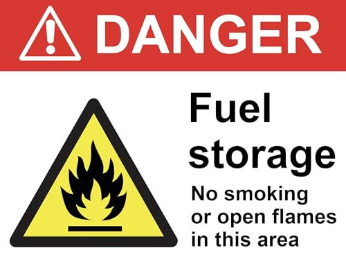 Danger Fuel Storage No Smoking Warning Site Safety Warning Sign Adhesive Sticker A4 297mm x 210mm