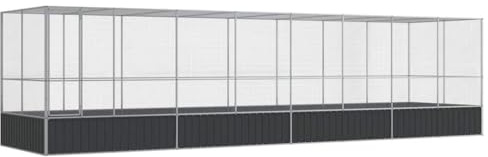 vidaXL Voliere mit Erweiterung Silbern 832x207x212 cm Stahl