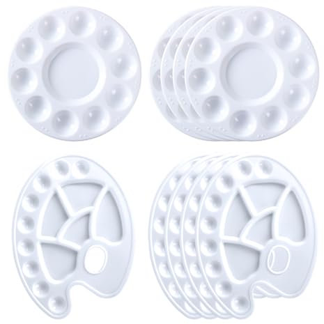 10-Piece Palette, Mixing Palette, Palette With Handle Hole, Painting And Painting Supplies, Watercolor Palette, Paint Bowl, For Painting, Crafting, Coloring