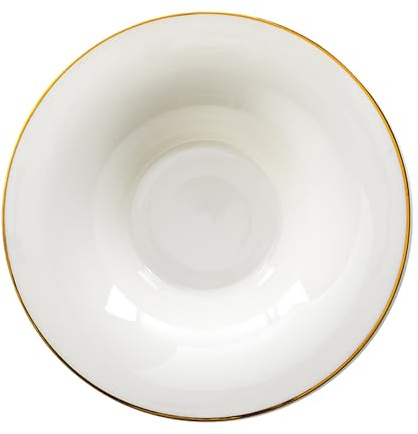 Assiette Créative, Assiette Creuse En Céramique Blanche, Assiette De Service Pour Soupe, Salade, Fruits Et Accompagnements, Restaurant, Festival, Fête, Passe Au Lave-vais(Size:24.3*5.5CM,Color:Or)