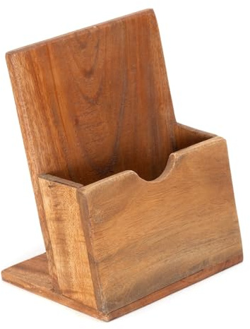 CREEDWOOD PROSPEKTHALTER Mika | Mahagoni Holz, 20cm | Flyerhalterung, Tisch Broschüren Halter, Tisch Aufsteller, Briefständer, Brief Ablage, Tisch Organizer