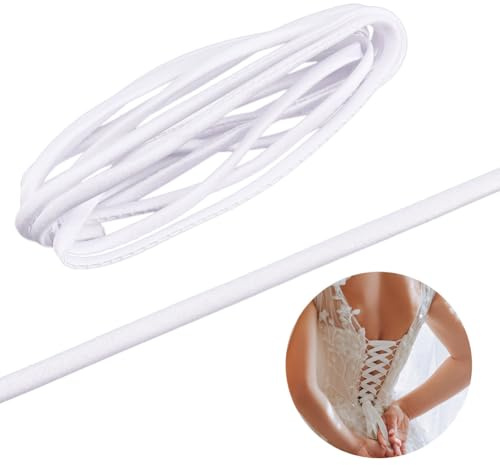 AHANDMAKER 78.74 Zoll Damen Raffhalter Für Hochzeits Brautkleid Weißes Schnürband Für Hochzeitskleid Kordelrücken Für Reißverschluss Ersatz Für Hochzeits Und Ballkleider Weiß