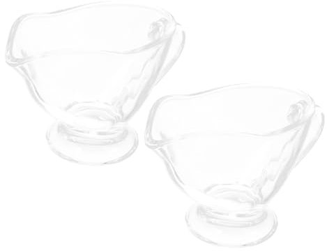 PRETYZOOM 2pcs Glass Gravy Sauce Boats 215ml Glass Condiment Pourer Dipping Sauce Cups for Restaurant Kitchen and Home Dining