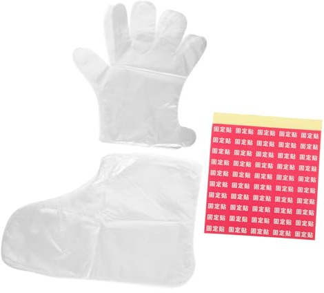 GANAZONO Fußmasken und Peelinghandschuhe aus Pe mit Fixierpflastern Wasserfest und Geruchshemmend für Spa und Hotel Praktische Fuß und Handpflege Socken Zufälliger Stil
