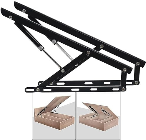 Kit Di 2 Meccanismi Di Sollevamento per Letto Contenitore, Moderno e Semplice, con Molle a Gas per Letto, Set Di Molle a Gas Resistenti per Letto Contenitore, Divano, Sollevamento Salvaspazio, Nero/Bl