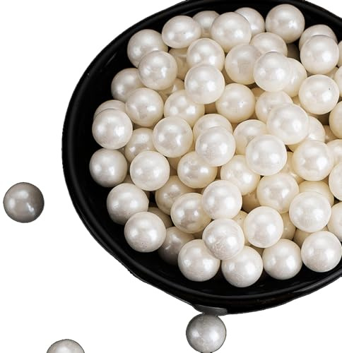 JOIYSVEN-Décoration De Gâteau Comestible En Sucre Perlé Blanc 85 G, Idéale Pour Halloween, Thanksgiving, Anniversaire, Noël, Pour Gâteaux, Cupcakes, Biscuits Et Décorations DIY (Sucre perlé 10mm)