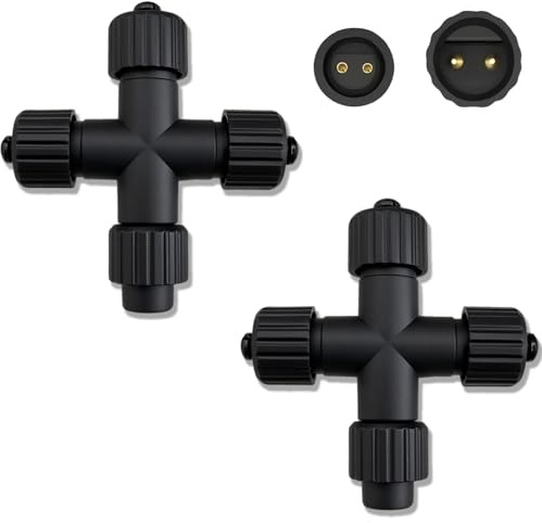yowin 2 Pack Splitter Connector for Fairy Lights | 2 Pin Christmas Light Splitter 3 Way Waterproof Light Connector for Outdoor Xmas Garden Icicle Curtain String Lights