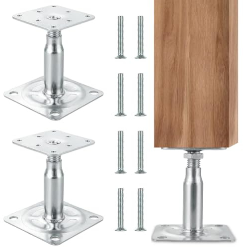 2 Stück Pfostenträger Höhenverstellbar, Verzinkte 145-185 mm, Verstellbar Pfostenträger zum Einbetonieren Stützenfuß, Stützenfuß Bodenfuß für Unterstände, Bauarbeiten, Carports, Pergolen, Terrassen