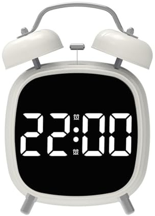 Morain Sveglia a doppia campana con luce notturna forte scrivania con ampio display a LED 3 regolazione della luminosità lancetta dei secondi