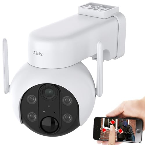 7links Akku Kamera: Außen-Pan-Tilt-IP-Überwachungskamera mit 2K, Akku, WLAN & App, IP66 (Überwachungskamera Outdoor, Garten Kamera, PC)