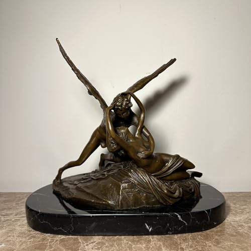 Statua di Cupido e Psiche in bronzo antico, scultura romantica mitologica per decorazione domestica, regalo elegante per coppie e amanti dell'arte, stile classico vintage