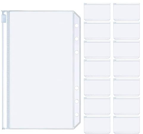A6 Binder Taschen 15 Stück 6-loch Bindertaschen Reißverschluss Ordner Durchsichtige Pvc Dokumententasche Mit Reißverschluss Wasserdichte Ordner Für Geld, Budget, Notizen Und Schulmaterial