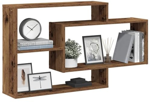 Generic Praktiska och Dekorativa Vägghyllor, Förvaringslösning för Böcker, Priser, Samlarföremål, Lätt Att Installera, Perfekt för Olika Rum med Vägghyllor Vit 104x20x58,5 Cm (Gammalt trä)