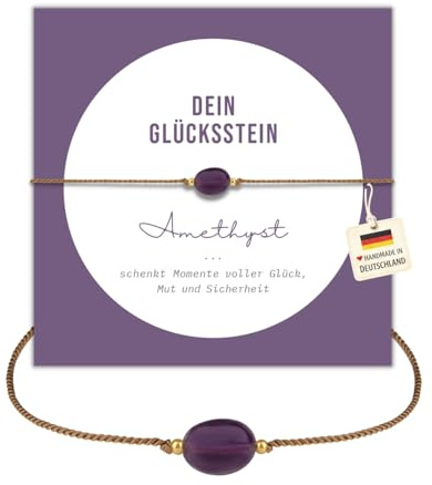 happymaker - Edelstein Armband Damen, handgefertigt in Deutschland mit Goldperlen, Geschenkkarte und Geschenkverpackung, Mutmacher Geschenk