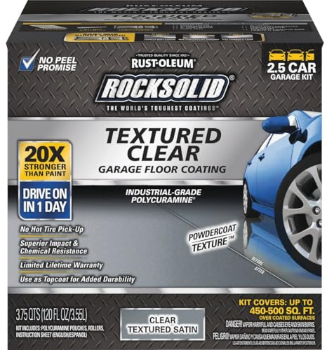 Rust-Oleum 317382 RockSolid Garage Floor Coating, 2.5 Car Kit, Textured Clear